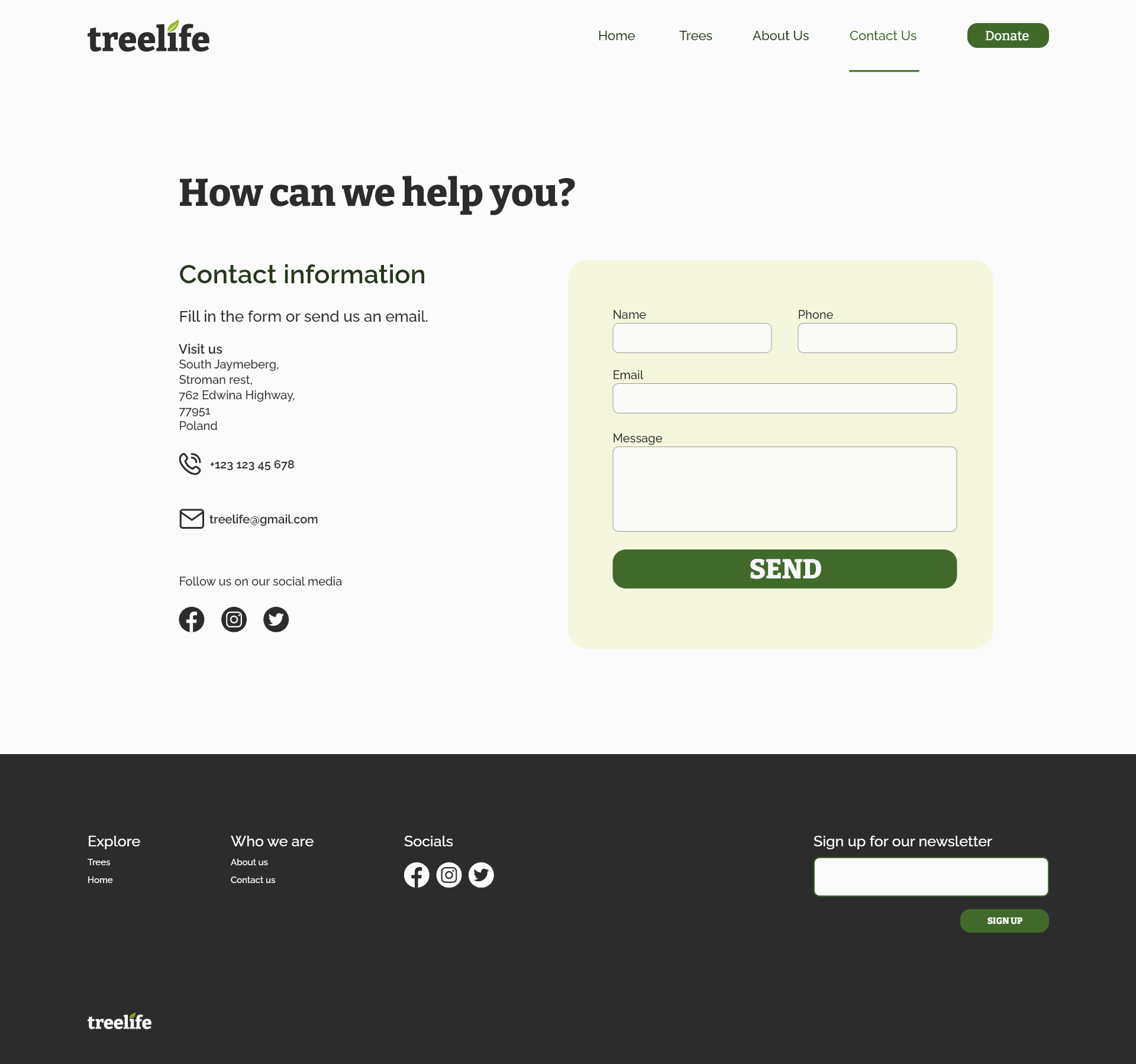 new contact us page